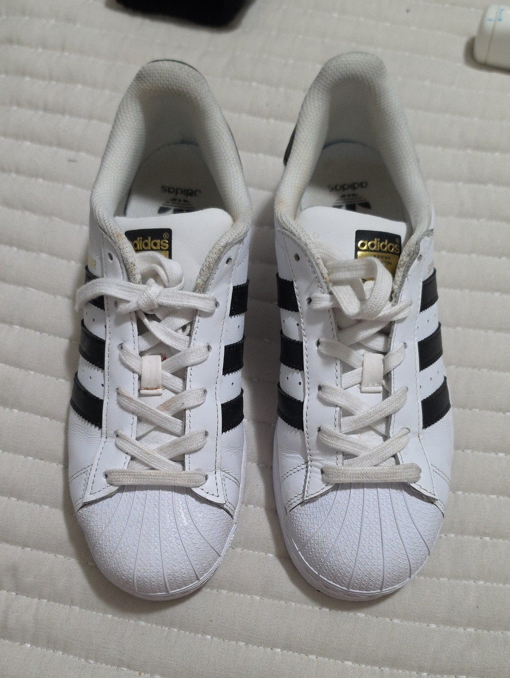 adidas White Sneakers with Black Stripes